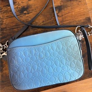 Coach Light Blue Embossed Crossbody Bag